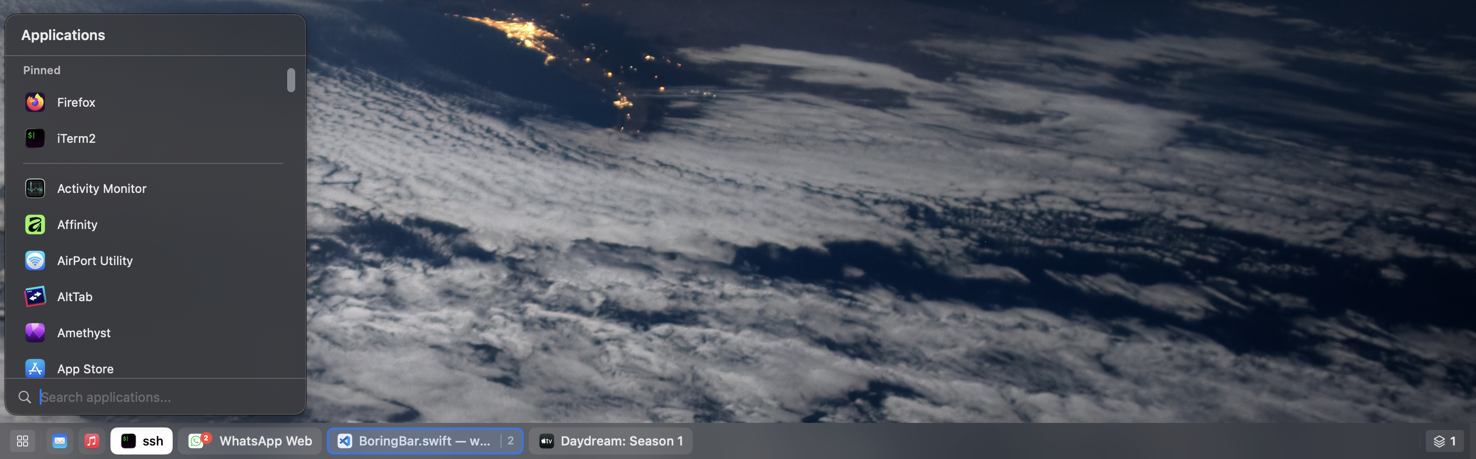 boringBar running on macOS